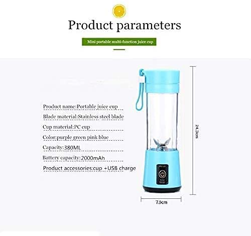 VIO Portable Blender, 380ml , Personal Mixer Fruit Rechargeable with USB, Mini Blender for Milk Shakes, Smoothie, Fruit Juiceor for Sports, Office, Travel (blue)