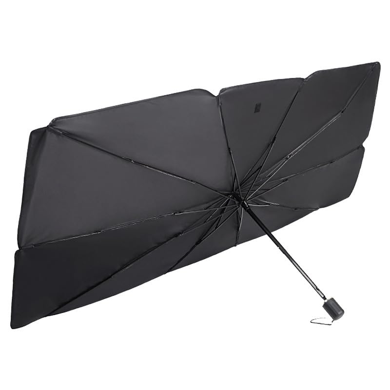 VIO Foldable Car Sun Visor, Car Windshield Sun Shade Umbrella, Car UV Sunshade Umbrella, Car Windshield Block Cover with Leather Cover, Suitable for Most Cars 130 * 74 cm (Medium)