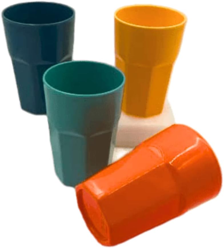 VIO 4pcs Reusable Plastic Cup, Multi color Reusable Drinking Glasses - Dishwasher Safe - Great for Kids Children Toddler & Adult