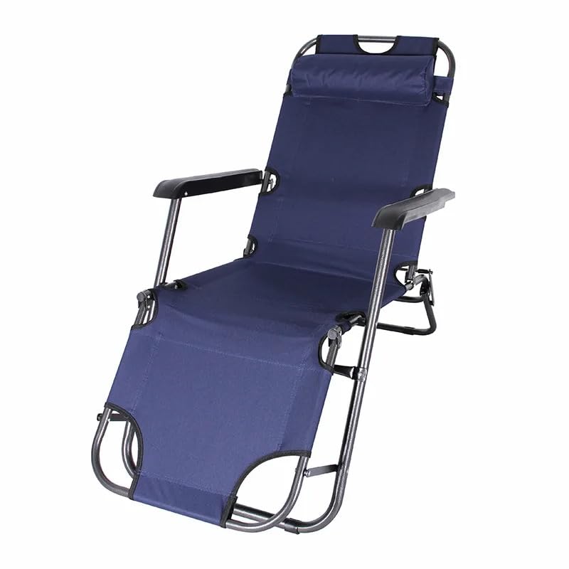 VIO Foldable Chaise Bed,Portable Lightweight Adjustable Outdoor Reclining Chair with Headrest, Sun Lounger for Garden,Patio,Pool,Beach,Picnic,Barbecue,Camping,Backyard (153 * 45 * 80CM) (Blue)
