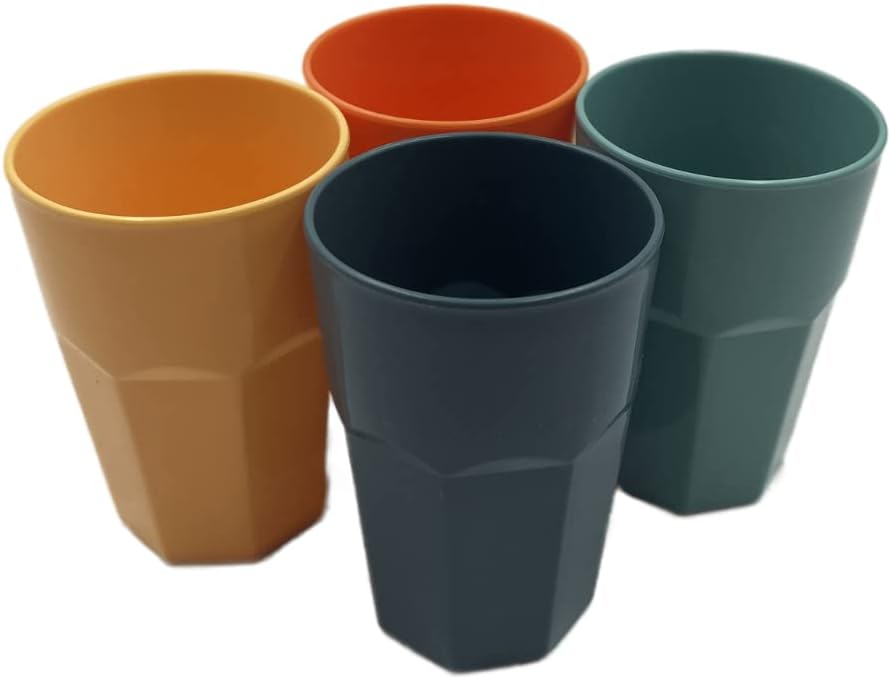 VIO 4pcs Reusable Plastic Cup, Multi color Reusable Drinking Glasses - Dishwasher Safe - Great for Kids Children Toddler & Adult