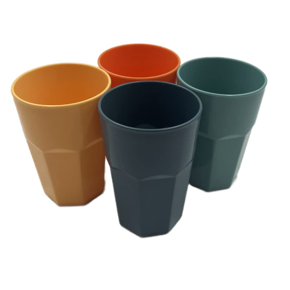 VIO 4pcs Reusable Plastic Cup, Multi color Reusable Drinking Glasses - Dishwasher Safe - Great for Kids Children Toddler & Adult