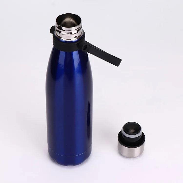 VIO 1L Cola Shaped Stainless Steel 1000ml Sports Water Bottle Double Wall Coke Cola Shape 1 Litre Water Bottle vacuum flasks (DARK BLUE)