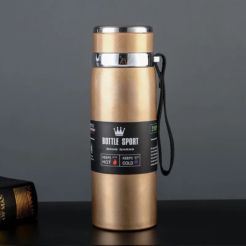 VIO Stainless Steel Double Wall Vacuum Insulated Water Bottle Flasks. Wide Mouth Leak-Proof Thermos for Hot and Cold Beverages Drinks. Sports, Gym, Traveling, Outdoors, School - 800ml (Silver)