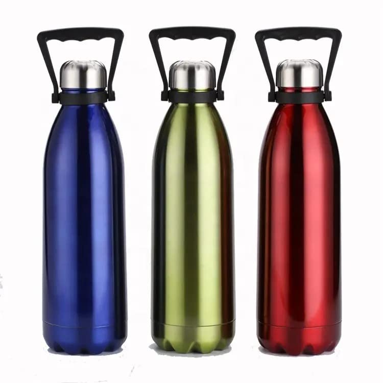 VIO 1L Cola Shaped Stainless Steel 1000ml Sports Water Bottle Double Wall Coke Cola Shape 1 Litre Water Bottle vacuum flasks (DARK BLUE)