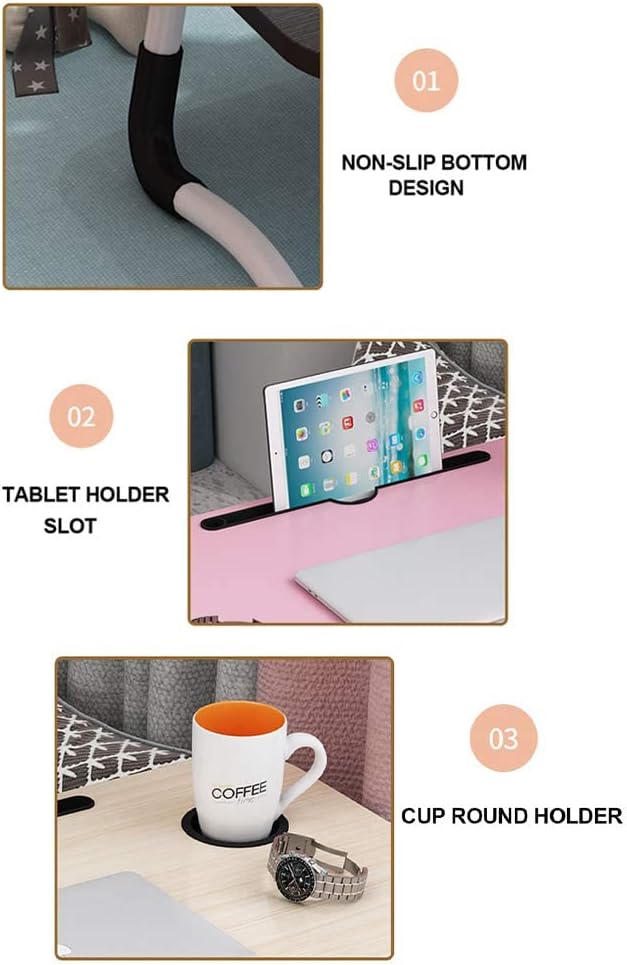 VIO Laptop Bed Tray Table Lap Desk Stand with Foldable Legs & Cup Slot for Watching Movie, Reading Book & Working On Bed (Beige)