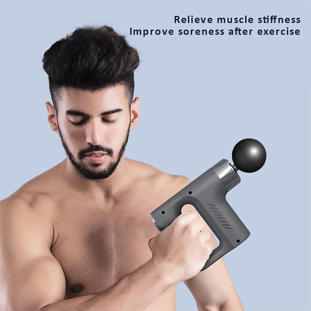 VIO Massage Gun Muscle Massager Gun Deep Tissue Percussion Handheld for Athletes with 4 Practical Heads and 5 Speeds (BLACK)