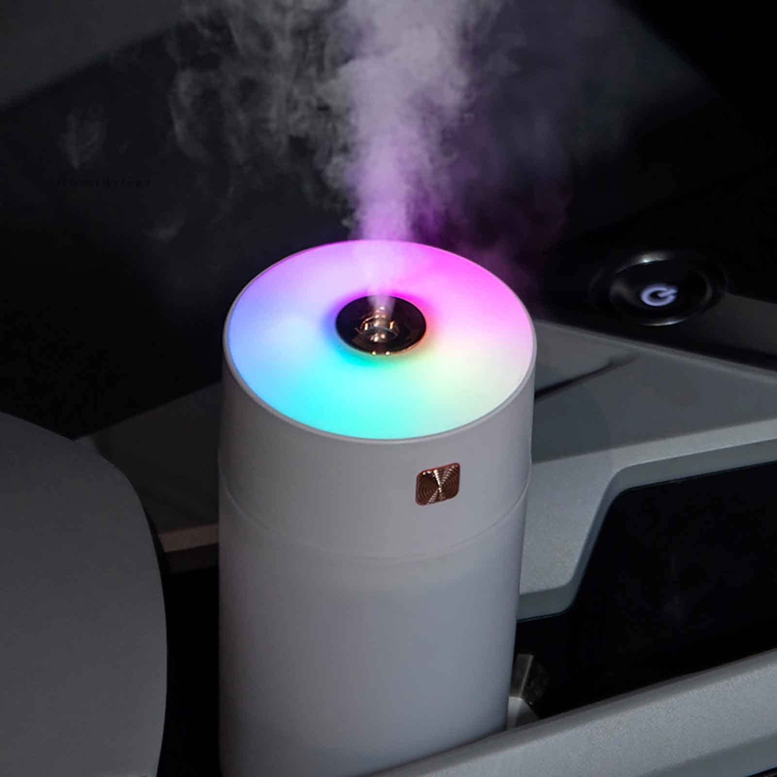 VIO 300ML Rainbow Cup Car Humidifier USB Mini Mist Gift Aromatherapy, Portable Air Humidifier Cold Mist Humidifier Suitable for Cars Offices Indoors Bedrooms (Grey)