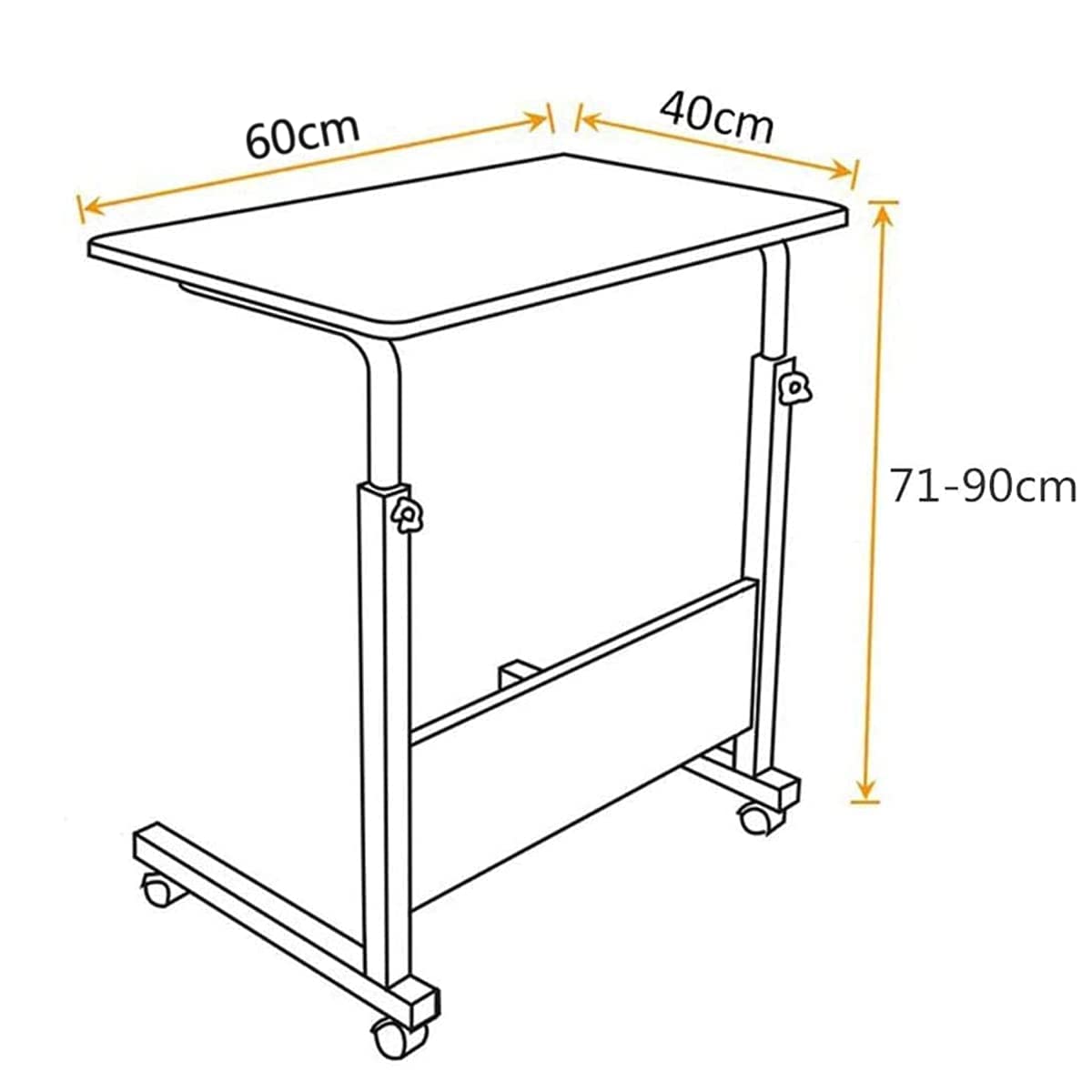 VIO Adjustable Overbed Bedside Table with Wheels Hospital and Home Use, Laptop Table for Bed, Locking Caster Wheels, Trays for Eating, Mobile Desk Cart (BLACK)