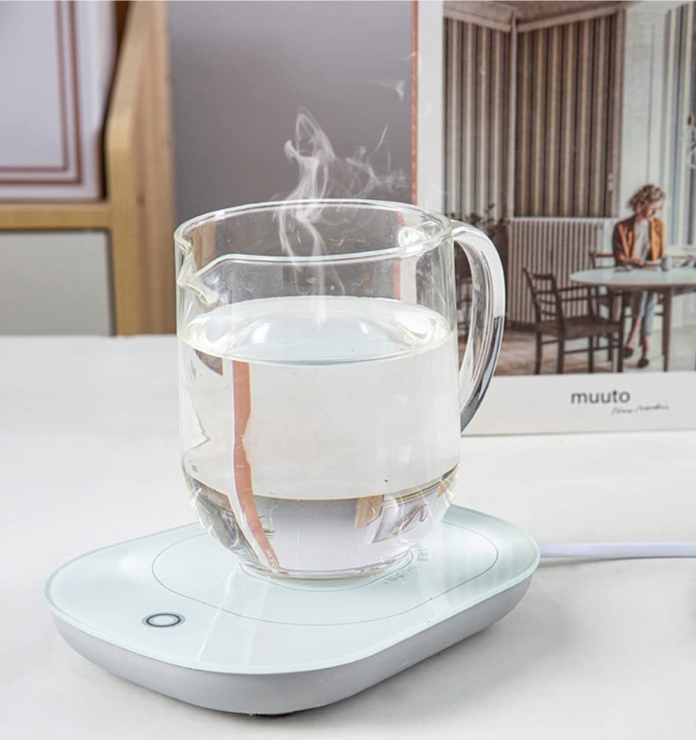 VIO Coffee Mug Warmer with Mug, Coffee Cup Mug Warmer for Desk with Auto Shut Off, Electric Beverage for Keeping Cocoa Soop Tea Water Milk Warm, Cup and Spoon (WHITE)