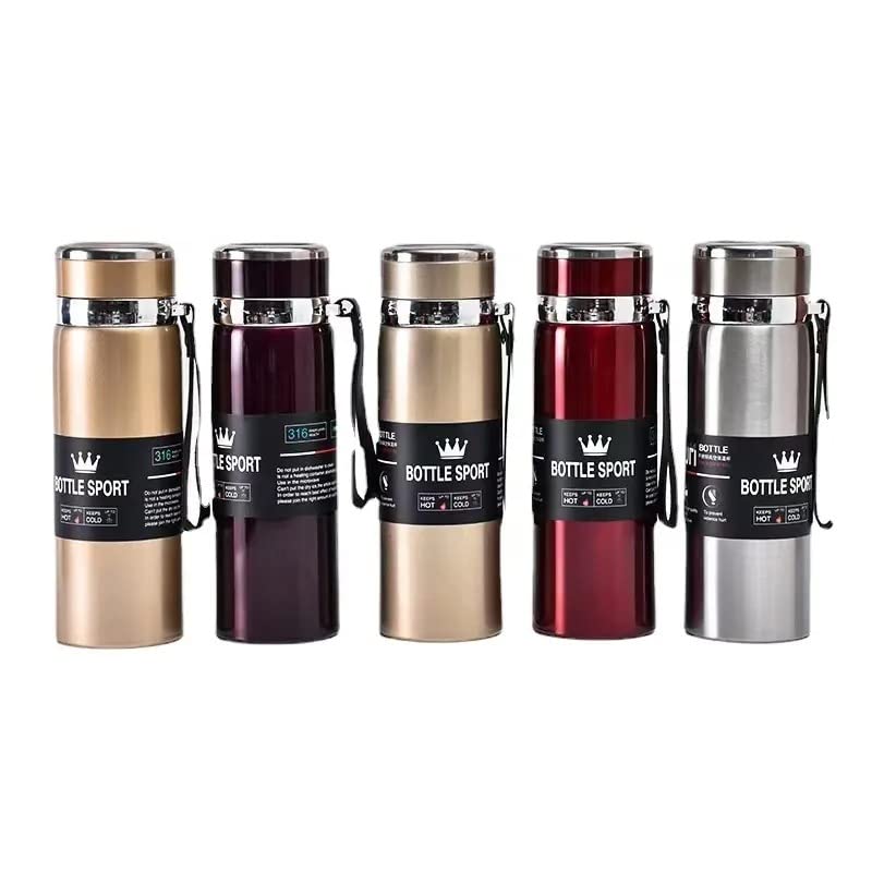 VIO Double Stainless Steel Vacuum Flask Travel Office Fitness Thermos Water Bottle Coffee Tea Insulated Cup Mug 800ml (CHAMPAGNE)