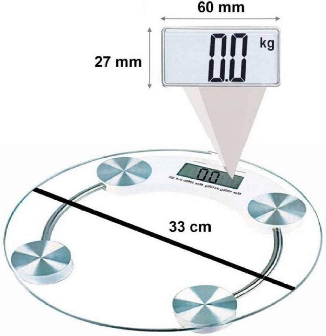 VIO Digital Weighing Scale Highly Accurate Bathroom Body Weighting Scale , Glass Digital Scale - 150kg (Circle)