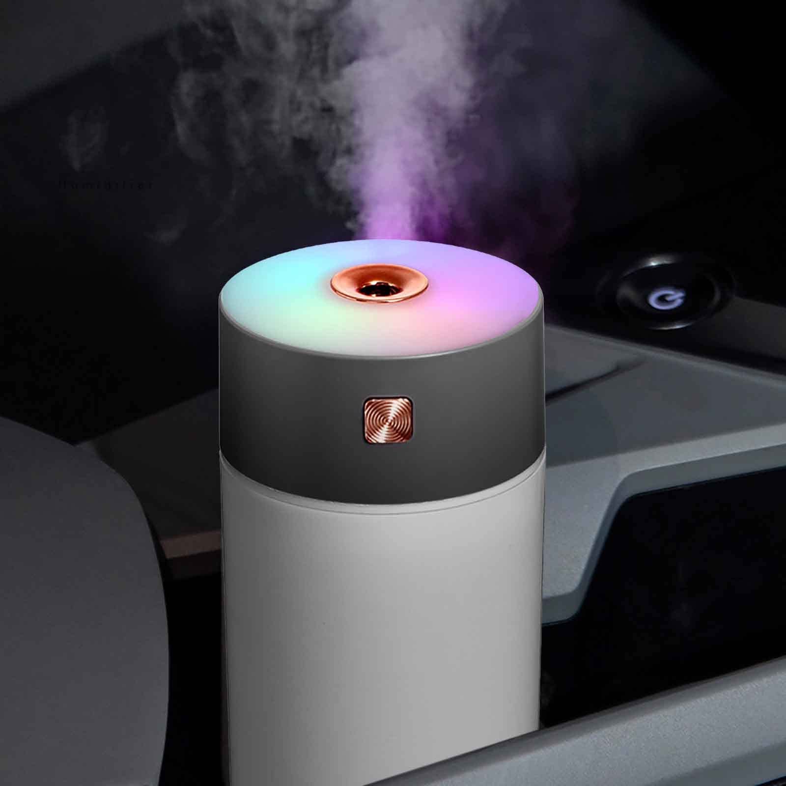 VIO 300ML Rainbow Cup Car Humidifier USB Mini Mist Gift Aromatherapy, Portable Air Humidifier Cold Mist Humidifier Suitable for Cars Offices Indoors Bedrooms (Grey)