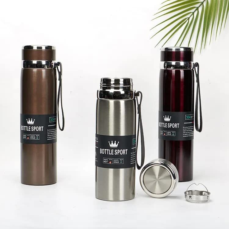 VIO Double Stainless Steel Vacuum Flask Travel Office Fitness Thermos Water Bottle Coffee Tea Insulated Cup Mug 800ml (CHAMPAGNE)