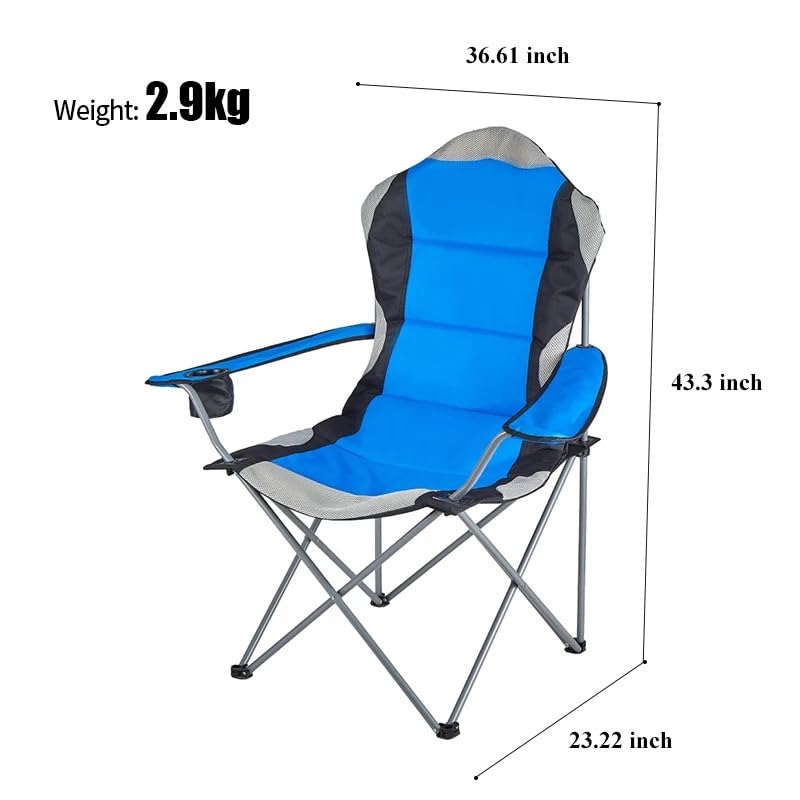 VIO Large Outdoor Chair Padded High Back Durable Foldable Beach Chair with Bag Cup Holder for Outdoor Pool Picnic Camping Travel Fishing Lawn Supports Up to 140 KG (300 LBS) (Green)