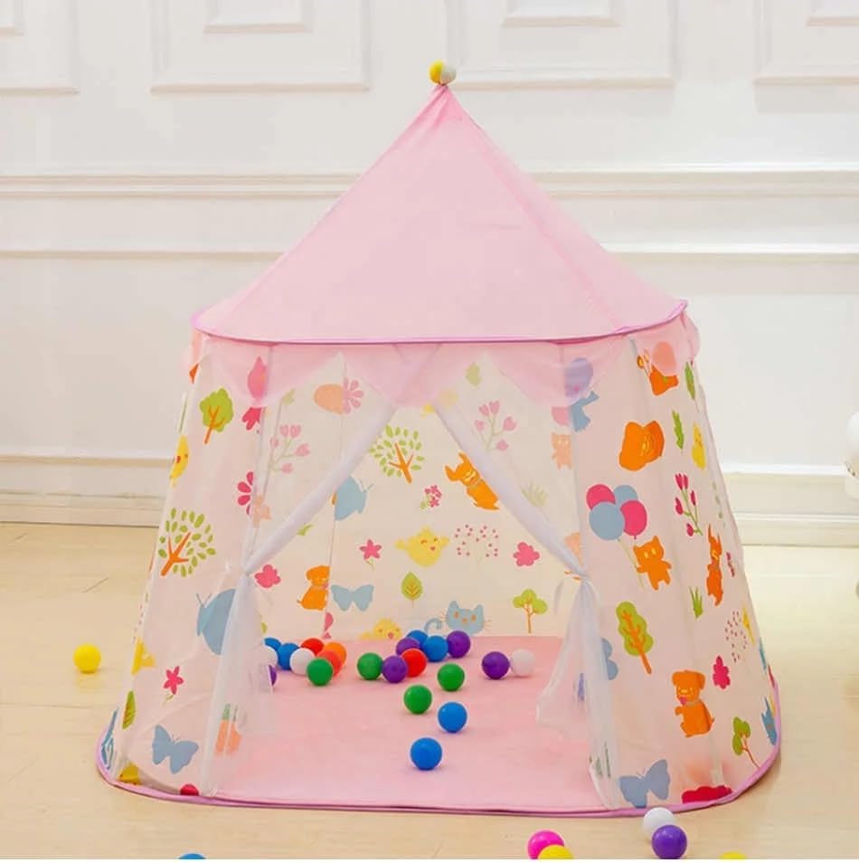 VIO Princess Castle, Play Tent, Large Kids Tent, Hexagonal Kids Playhouse for Indoor & Outdoor Use, Size 120cm * 120cm