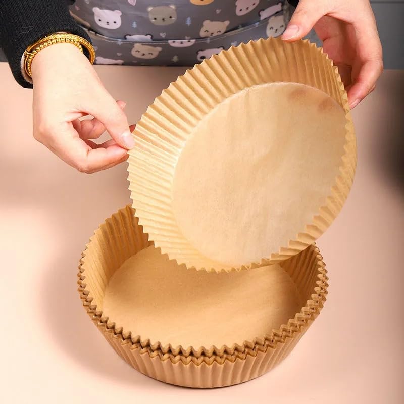 VIO 100 PCS Air Fryer Liners, Air Fryer Disposable Paper Liner, Air Fryer Parchment Paper Liners, Oil-Proof, Water-Proof, Baking Paper for Air Fryer,