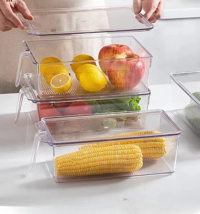VIO Handled Fridge Storage Bins, Food Storage plastic Containers Jars and Container Easy Snap Lids & Kitchen Organization (2)