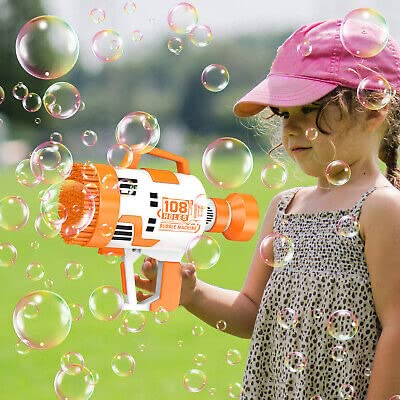 108 Hole Bubble Machine Colorful Light Strong Wind Bubble Machine, Outdoor Toys (cyan)