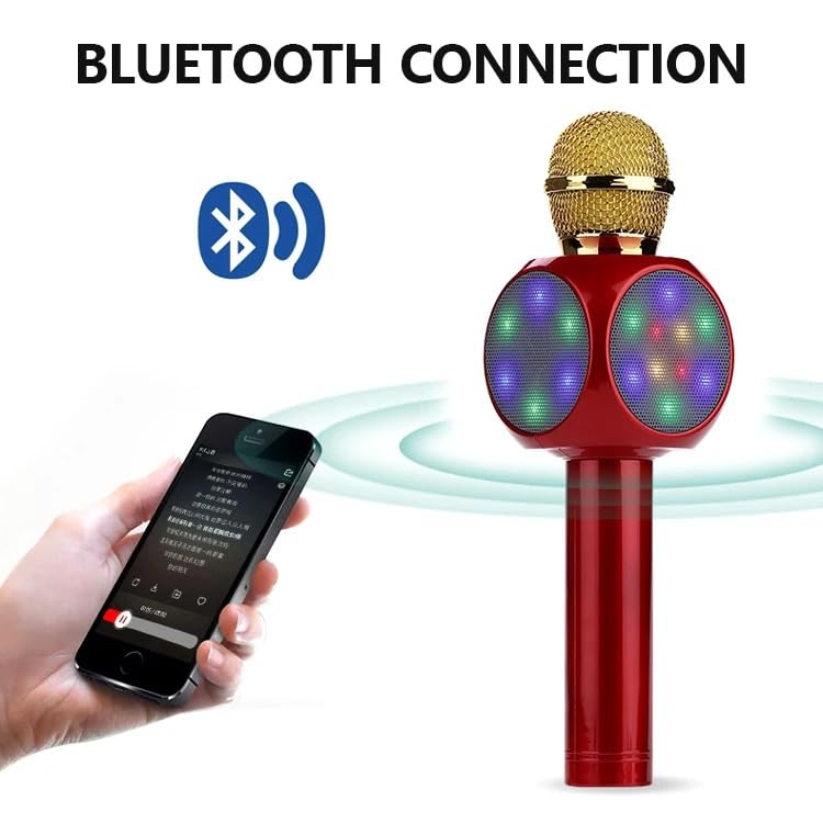 VIO Wireless 4 in 1 Bluetooth Karaoke Microphone, Handheld Portable Speaker Machine, Home KTV Player with Record Function, Compatible with Android & iOS Devices (Blue)