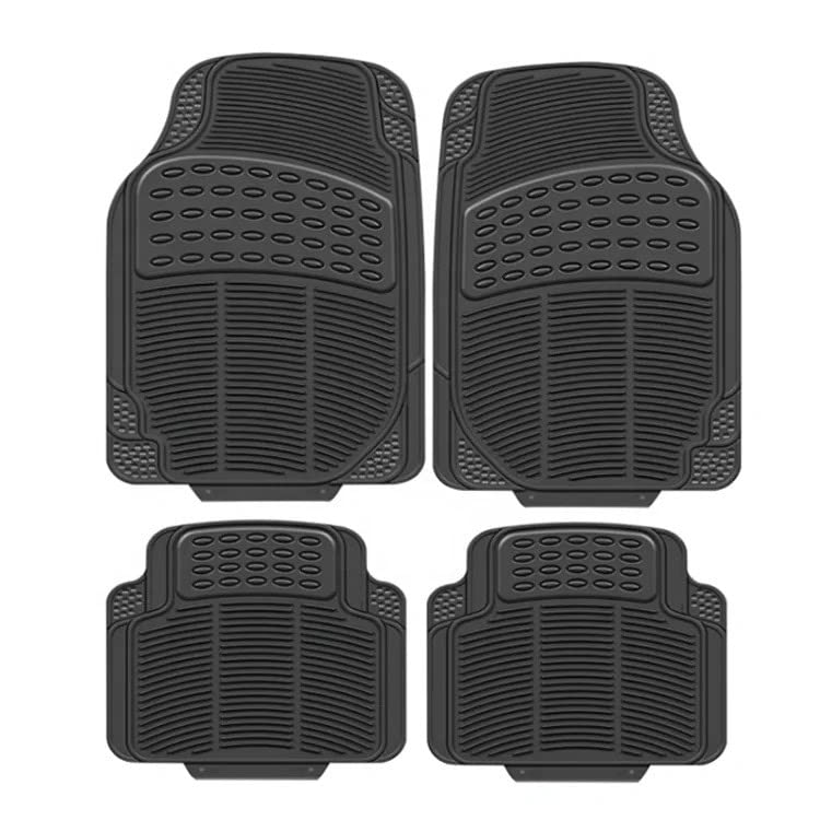 VIO All Weather Rubber Floor Mats for Cars, SUVs and Trucks, 4 Pieces Set (Front & Rear), Trimmable, All Weather Protection, Heavy Duty Protection