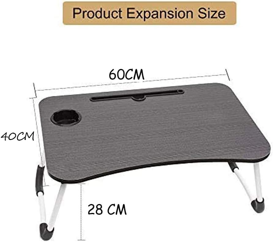 VIO Laptop Bed Tray Table Lap Desk Stand with Foldable Legs & Cup Slot for Watching Movie, Reading Book & Working On Bed (Beige)