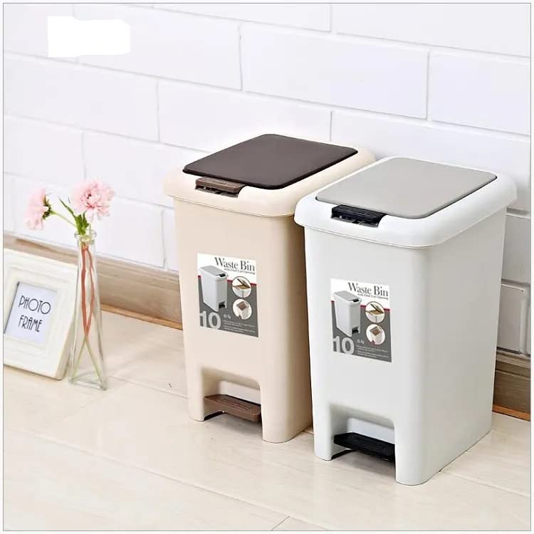 VIO Trash Can with Odor Control System, Push and Pedal Double Lid Garbage Bin for Kitchen, Office, Home-Silent and Gentle Open and Close (Beig)