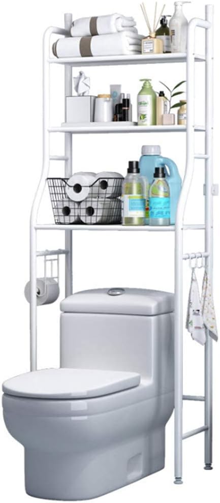 VIO Metal Toilet Cabinet Shelving Kitchen Bathroom Space Saver Shelf Organizer Holder (White)