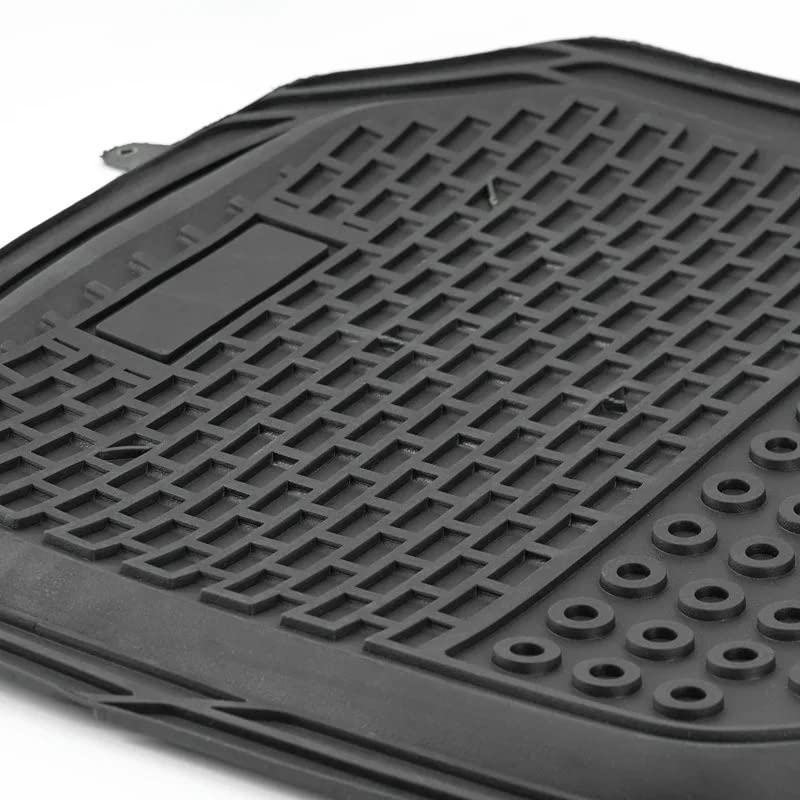 VIO Automotive Floor Mats Black Universal Fit Heavy Duty Rubber for all weather protection fits most Cars, SUVs, and Trucks, 4 Piece