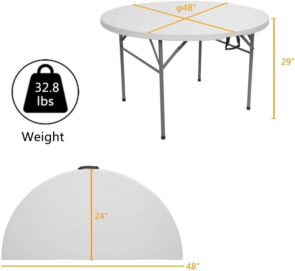 VIO Round Folding Table, Adjustable Height Lightweight Portable Camping Table Foldable Storage Design for Party Picnic Beach Camping BBQ Outdoor Indoor Use Furniture
