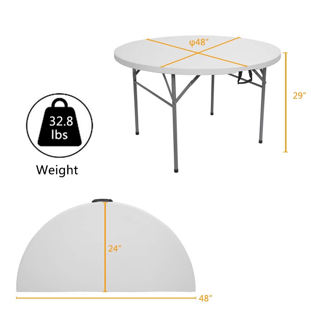 VIO Round Folding Table, Adjustable Height Lightweight Portable Camping Table Foldable Storage Design for Party Picnic Beach Camping BBQ Outdoor Indoor Use Furniture