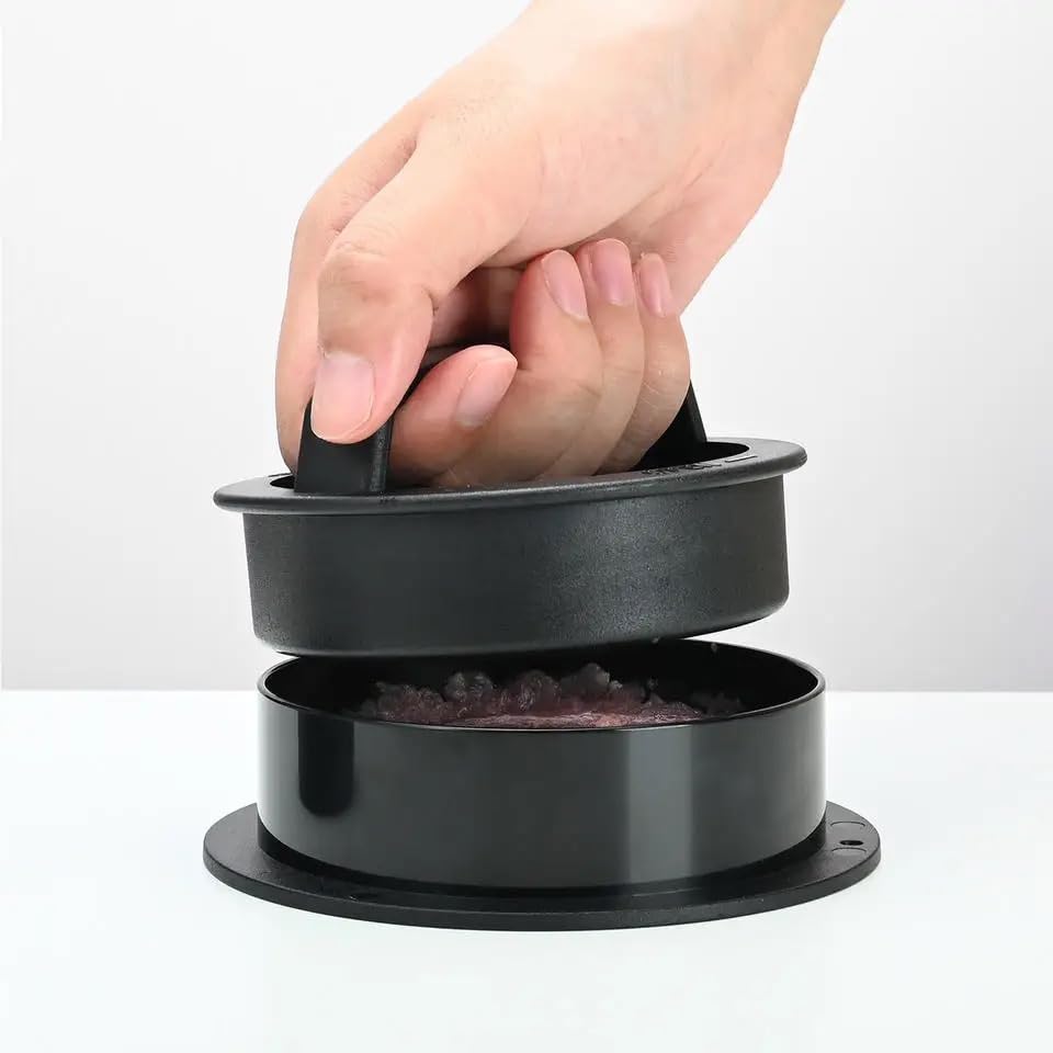 VIO Round Burger Press, Patty Maker, Non-Stick Hamburger Meat Mold, Manual Meat Pie Press, Burger Meat Maker Tool, Non-Stick Design with Easy to Use Handle, Versatile Indoor and Outdoor Use. (Black)