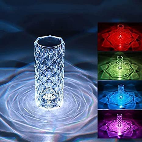 VIO Crystal Diamond Table Lamp Color Changing, Touch Control Creative Rose LED Night lamp, Modern Bedside lamp Home Candlelight Dinner Decoration (16 Colors Changing)
