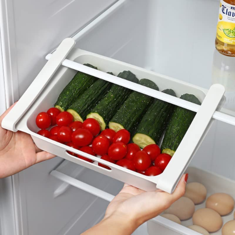 VIO 2 pcs Adjustable Egg Fridge Holder Refrigerator, Pull Out Fridge Drawer Organizers, Fridge Tray Shelf, Egg Holder Refrigerator Storage Box Egg Trays,Egg Storage Container