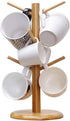 VIO Mug Rack Tree, Organic Bamboo Mug Holder/Stand, Mug Hook, Storage Coffee Tea Cup Organizer Hanger Holder with 6 Hooks (CIRCLE)