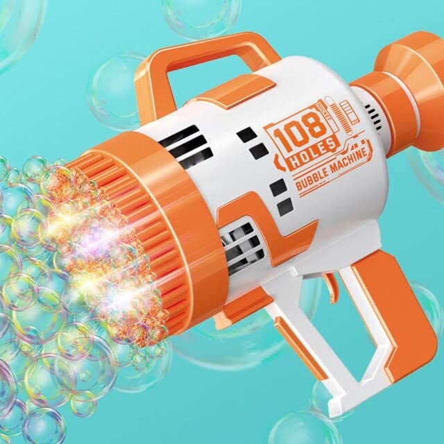 108 Hole Bubble Machine Colorful Light Strong Wind Bubble Machine, Outdoor Toys (cyan)