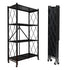 VIO 4-Tier Foldable Storage Shelf, Metal Folding Rack with Wheels, Heavy Duty Storage Shelving Unit for Kitchen, Garage, Laundry, Bathroom, Office (Black) (Black)