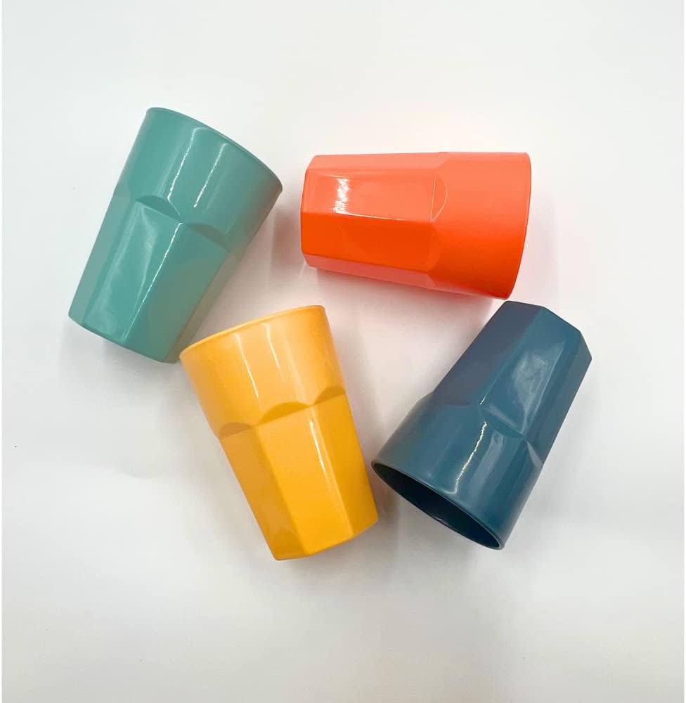 VIO 4pcs Reusable Plastic Cup, Multi color Reusable Drinking Glasses - Dishwasher Safe - Great for Kids Children Toddler & Adult
