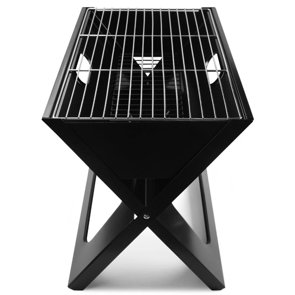 VIO Barbecue Grill Stainless Steel Charcoal Grill Foldable Durable Outdoor Household Camping BBQ Smoker for Outdoor Cooking Picnic Patio Backyard Camping Cooking (Medium with Accessories 45*42*25 CM)