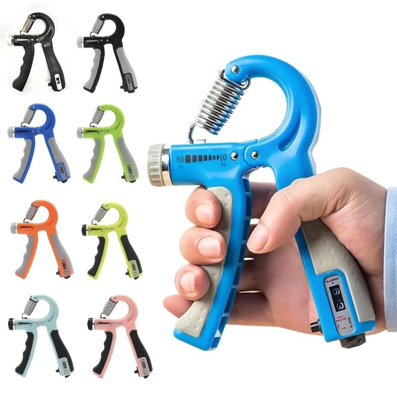 VIO Hand Grip Strengthener with Counter, Grip Strength Trainer, Forearm and Hand Exerciser for Muscle Building and Injury Recovery, Intensity, Resistance Adjustable 5-60KG (11-132LBS)