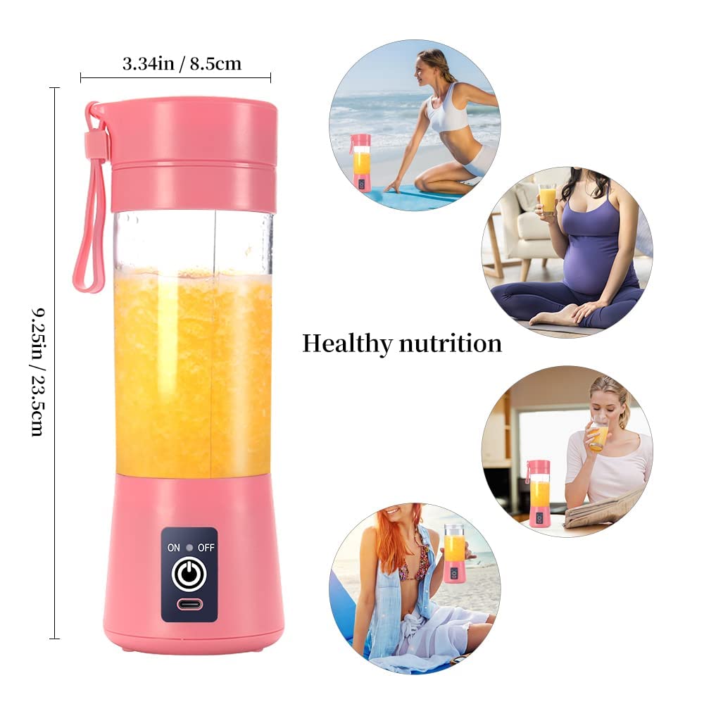 VIO Portable Blender, 380ml , Personal Mixer Fruit Rechargeable with USB, Mini Blender for Milk Shakes, Smoothie, Fruit Juiceor for Sports, Office, Travel (blue)