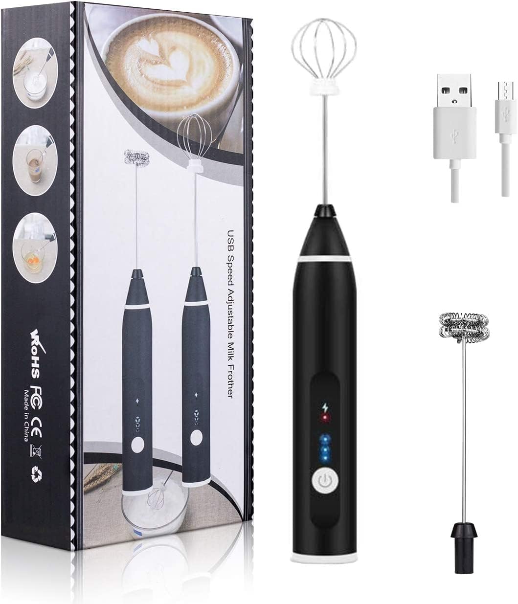 VIO Milk Frother Handheld, Rechargeable Electric Mixer for Coffee Drink, Foam Bread Maker, 3 Speed Adjustable Hand Held Mixer for Mini Whisk, Cappuccino Latte Hot Chocolate