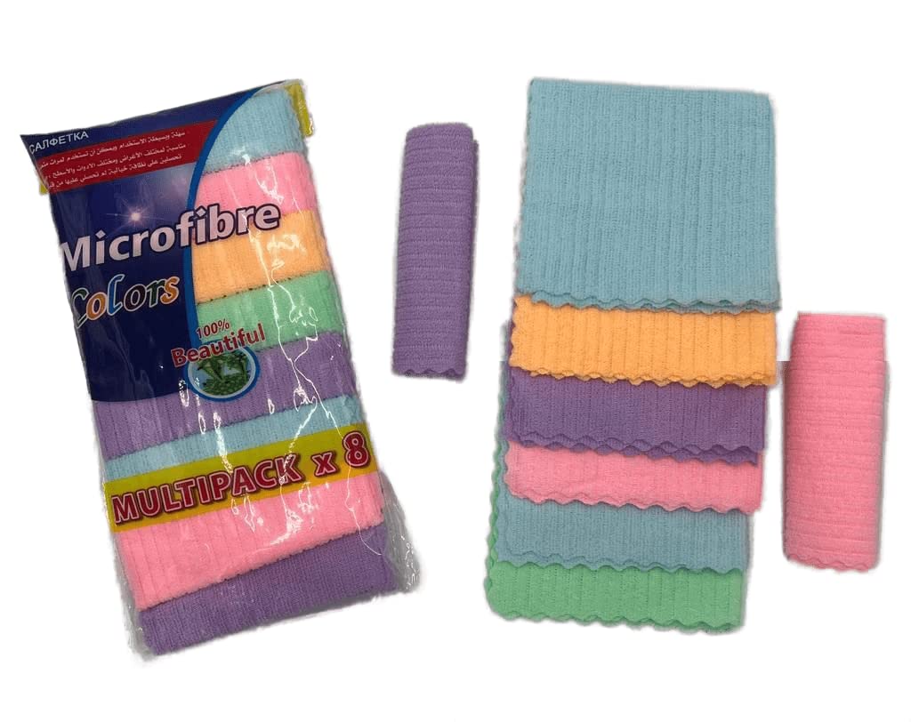 Vio 8 Piece Microfiber Multi Purposes Towels Cloths Car,Kitchen,Bathroom Super Absorbent Kitchen Cleaning Cloths, Perfect Car Wash Cloth Towels. 1-Pack 4 Colors 30X30 cm, Assorted Colors