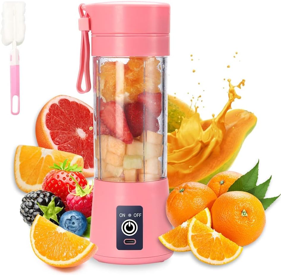 VIO Portable Blender, 380ml , Personal Mixer Fruit Rechargeable with USB, Mini Blender for Milk Shakes, Smoothie, Fruit Juiceor for Sports, Office, Travel (blue)