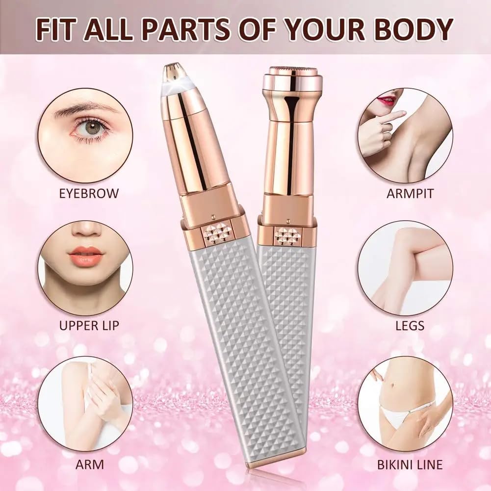 VIO Facial Women Hair Remover and Eyebrow Trimmer, Painless Precision Portable Razor for Face, Rechargeable Lipstick Style Trimmer for Lips, Nose, Chin and Facial Hair (Eyebrow Trimmer)