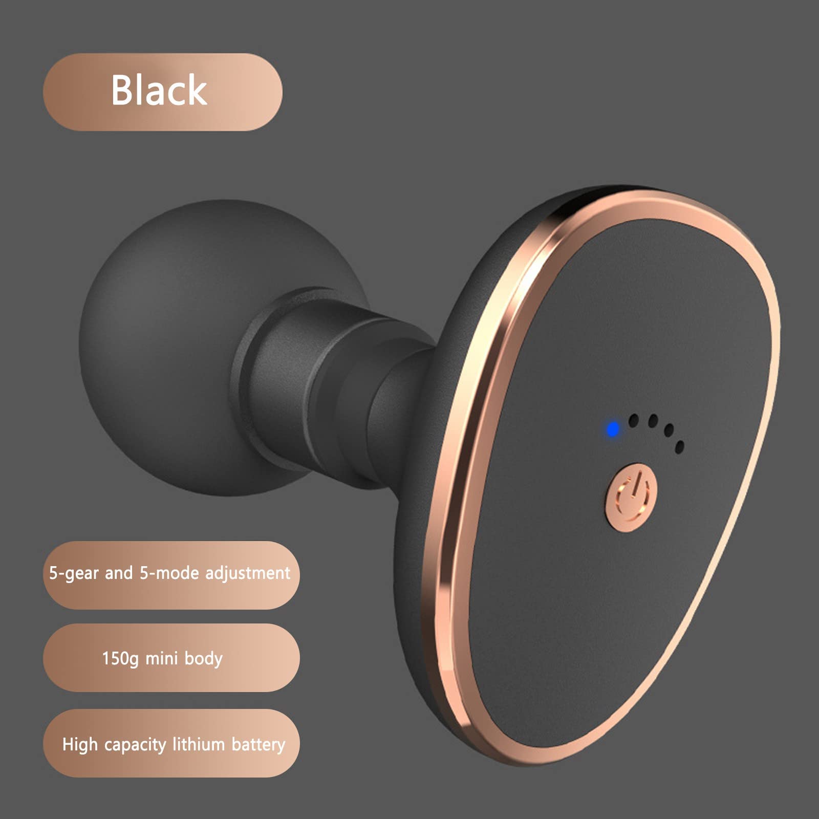 VIO Mini Massager For Neck Back Percussion Mini Muscle Massager Noise Reduction USB Rechargeable, Electric Massage Deep Tissue 5 Speeds (BLACK)