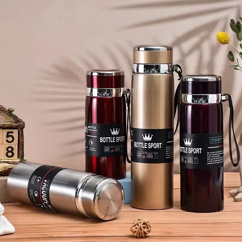 VIO Double Stainless Steel Vacuum Flask Travel Office Fitness Thermos Water Bottle Coffee Tea Insulated Cup Mug 800ml (CHAMPAGNE)