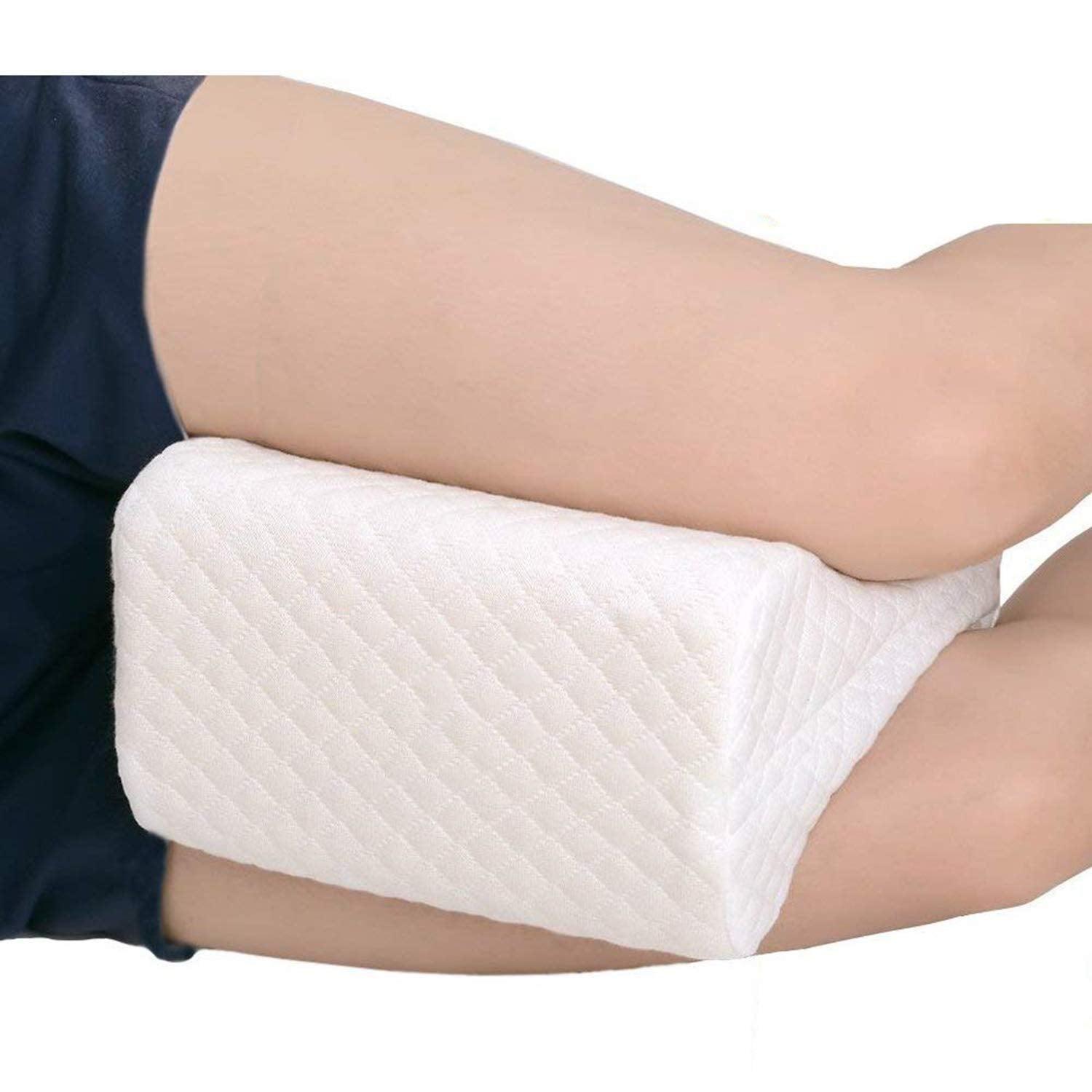 VIO Memory Foam Knee Pillow Orthopedic Leg Pillow Designed for Side Sleepers,Leg,Pregnancy,Back, Hip Pain Relief-Comfortable Pillow (White)