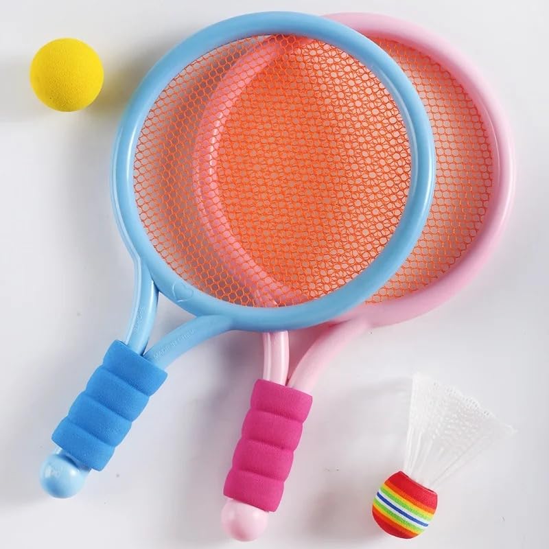 VIO Plastic Kids Training Racquet Set, Children’s Badminton, Boys and Girls Tennis Racquet Starter set with 2 Racquets, Beginner set for Indoor, Outdoor, Beach, Park (3 to 5 years)