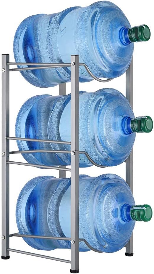 VIO Water Bottle Holder Cooler Jug Rack, 5 Gallon Water Bottle Storage Rack Detachable Heavy Duty Chrome Water Bottle Cabby Rack Caddy Carrier with Holder (1 Level Bottle Rack)